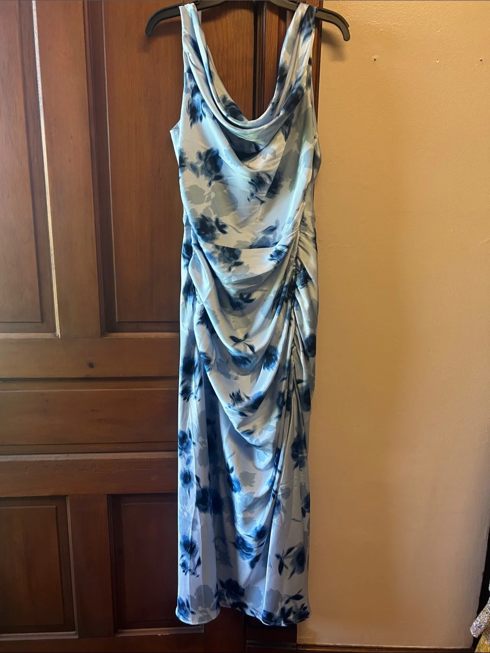 Abercrombie & Fitch Blue and Navy Floral Cowl Maxi Dress